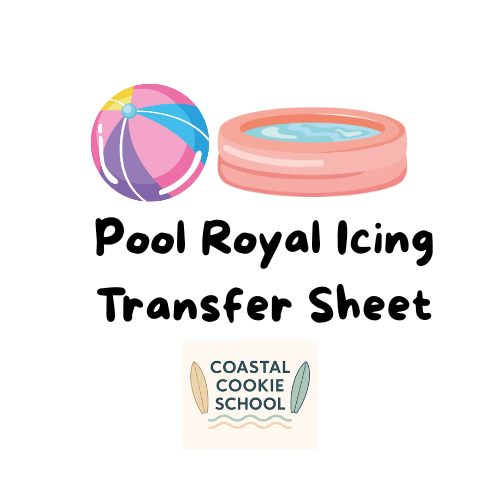 🌊 Pool Royal Icing Transfer Sheet – Coastal Cookie School