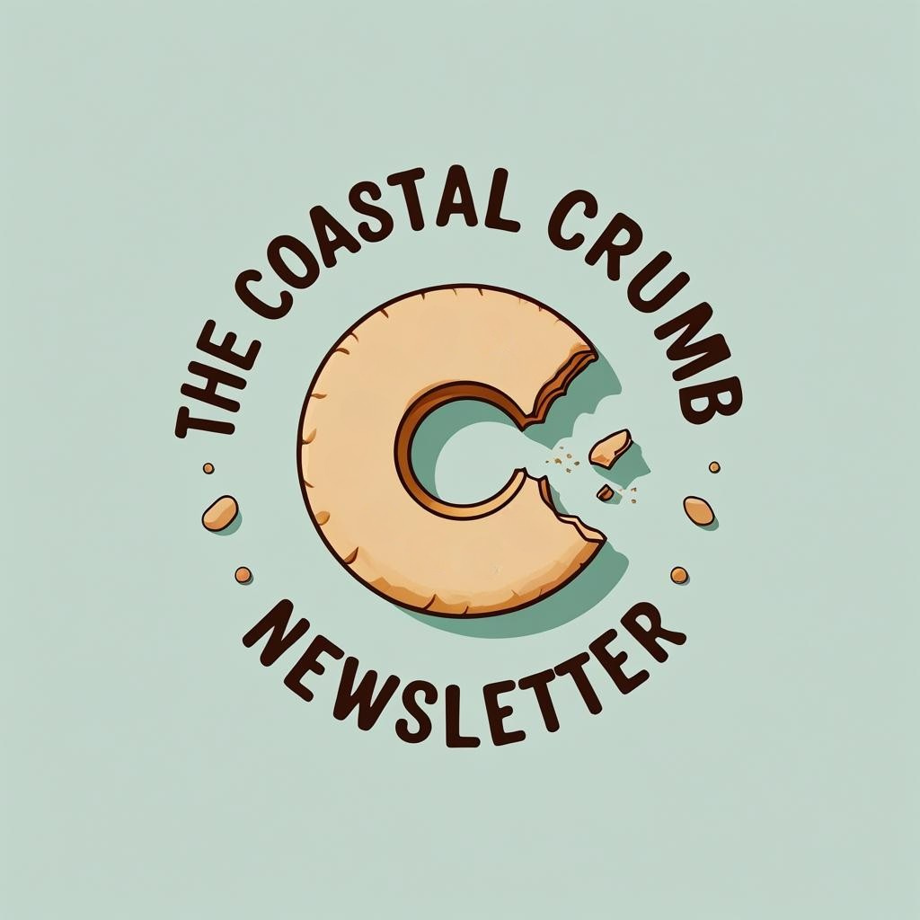 Logo of 'The Coastal Crumb Newsletter' with a stylized 'C' on a light blue background.